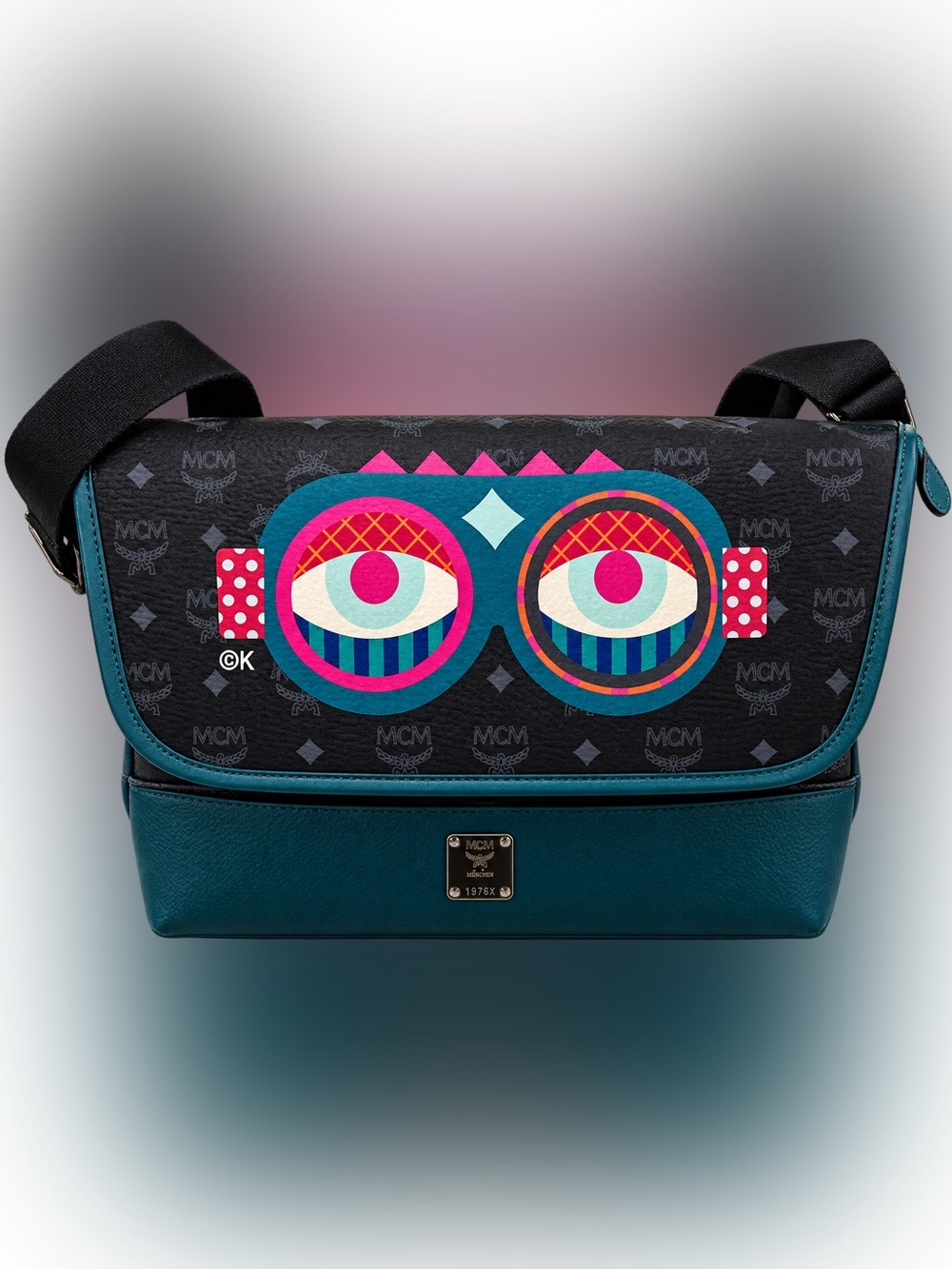 MCM Craig & Karl "Beyond Snowdome" Eyes Messenger Bag NWOT!!